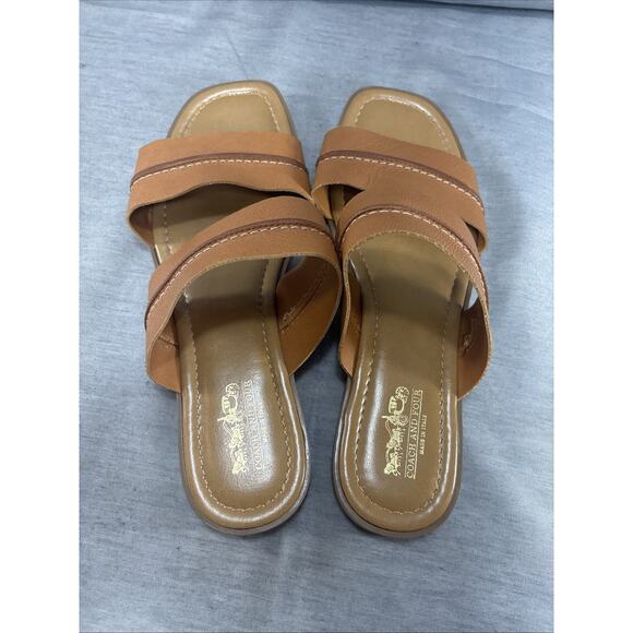Coach and Four Women's Leather Gruppo Sandals Size 10 Luggage Hampton - Picture 3 of 8